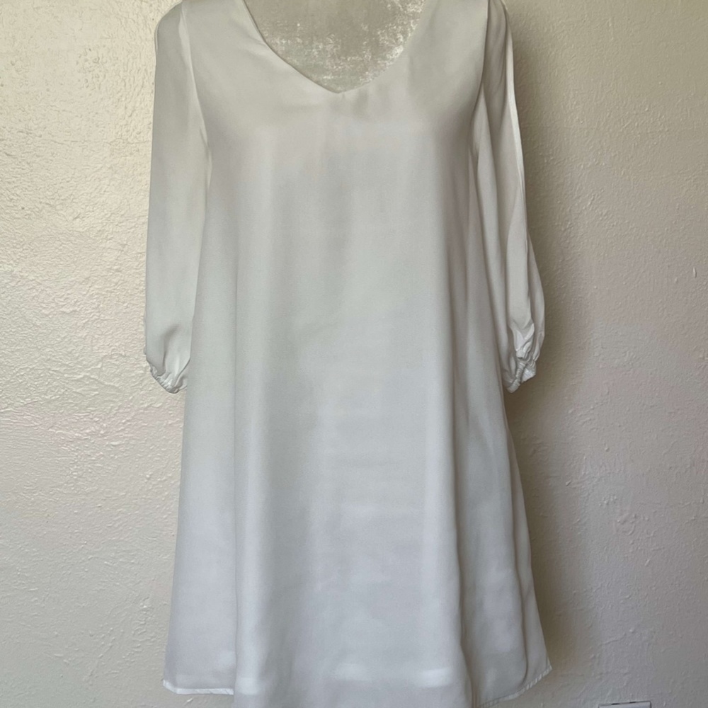 NWT White Summer Shift Dress - Tunic | Open Cut Sleeves